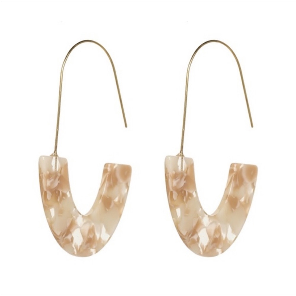 **SOLD**Cream Beige Resin Acrylic Drop Earrings